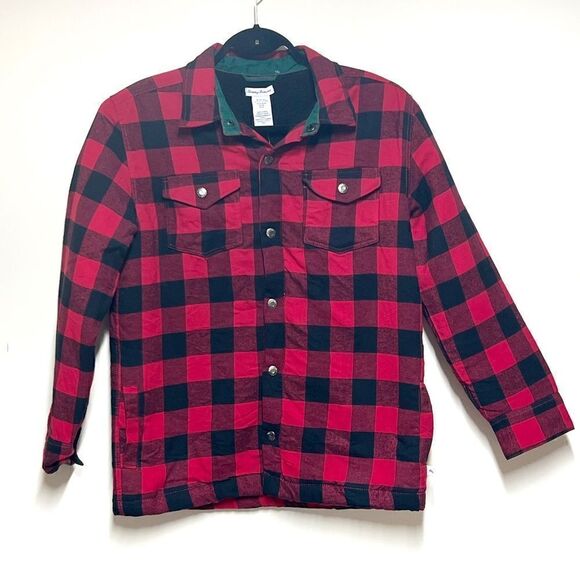 NWT Tommy Bahama Kids Red/Black Buffalo Flannel Jacket Shacket Boys XXL 16 - Picture 1 of 7